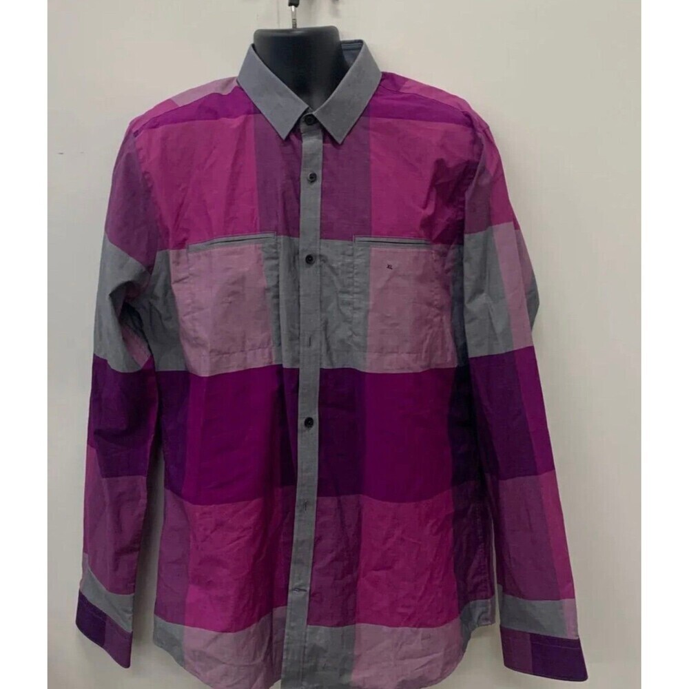 NWT Express Men's Purple Plaid Extra Slim Fit Shirt Sz XL MSRP $69.90